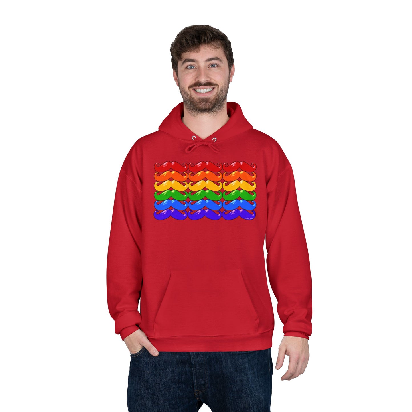 Rainbow Mustaches Gay Pride Flag Unisex Hoodie Sweatshirt by TOOLOUD