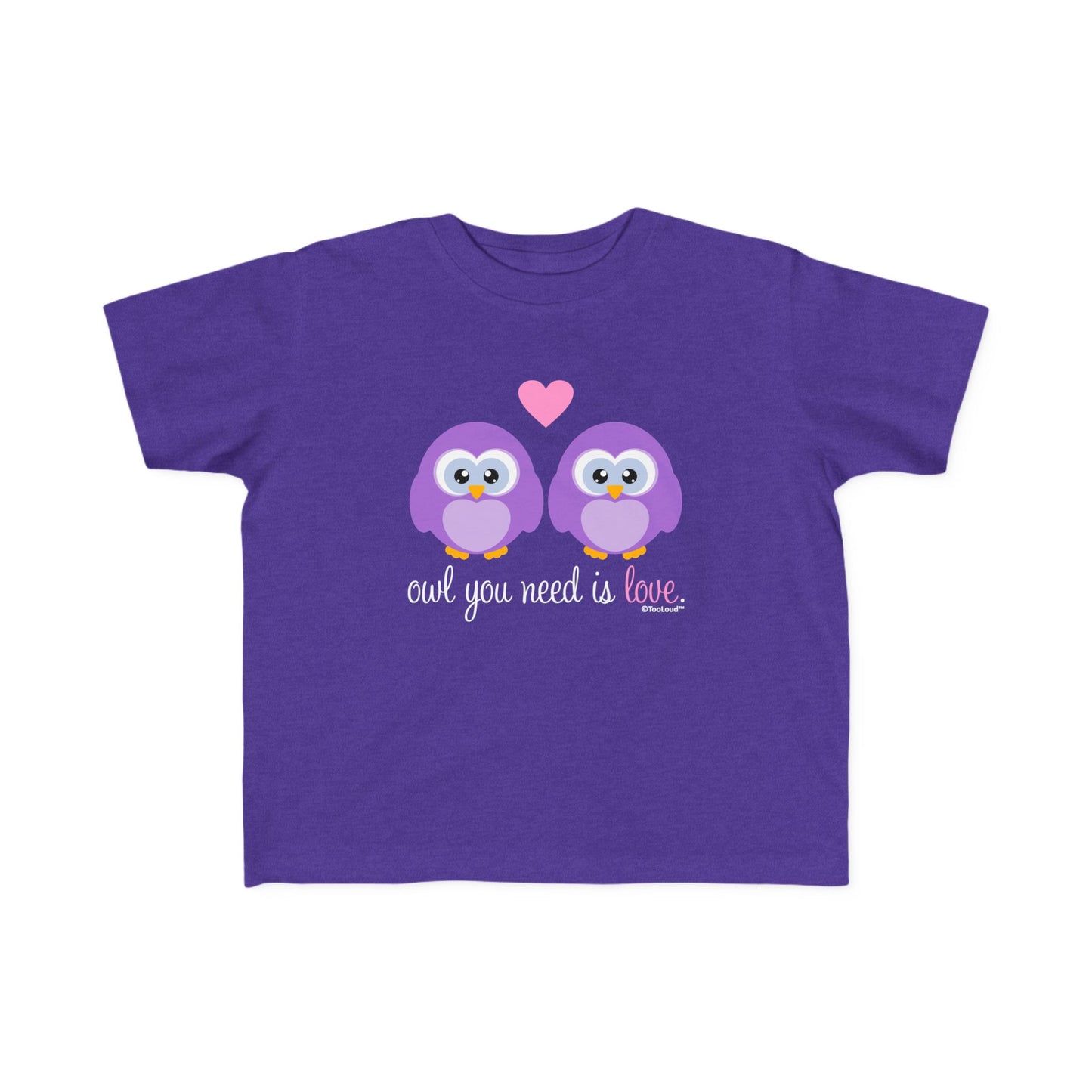TOOLOUD Owl You Need is Love - Purple Owls Toddler Jersey T-Shirt (Dark)