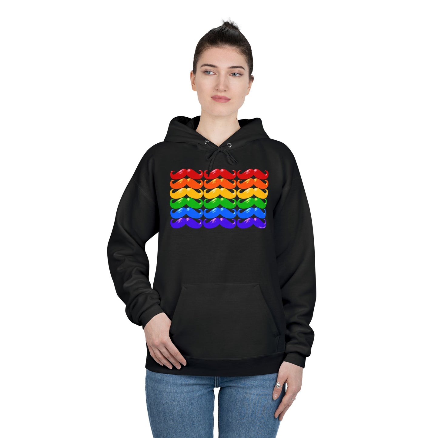 Rainbow Mustaches Gay Pride Flag Unisex Hoodie Sweatshirt by TOOLOUD