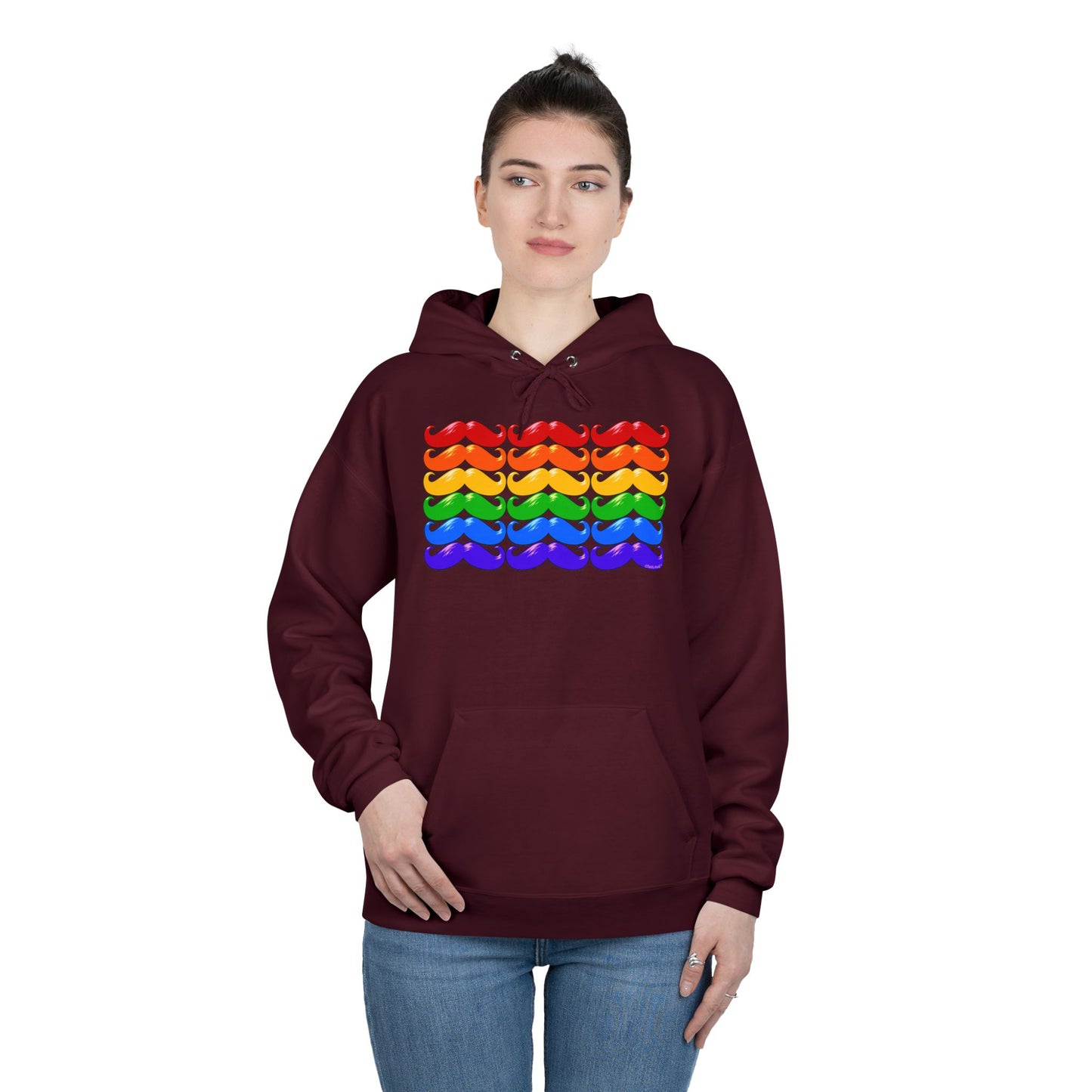 Rainbow Mustaches Gay Pride Flag Unisex Hoodie Sweatshirt by TOOLOUD