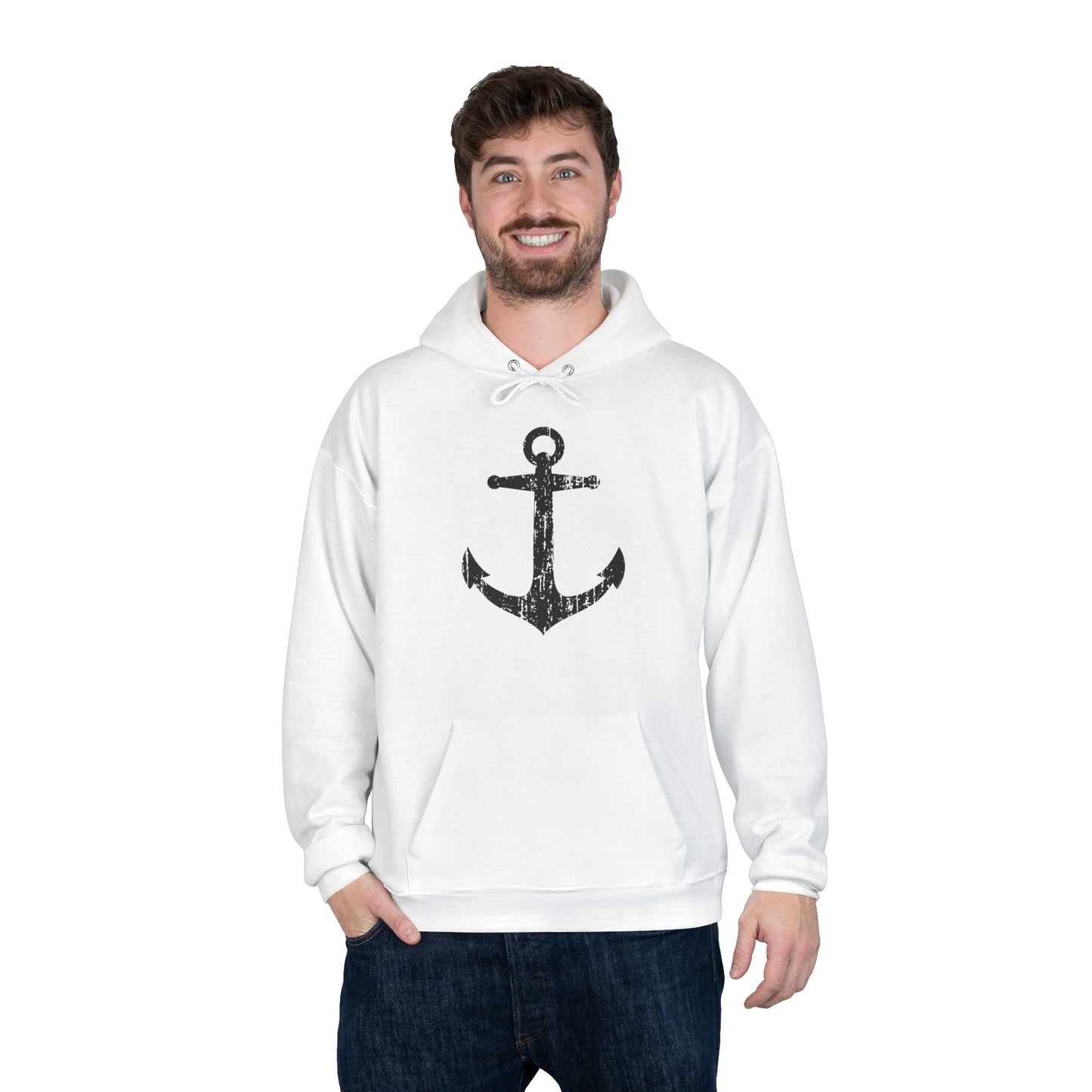 Distressed Nautical Sailor Anchor Hoodie Sweatshirt by TOOLOUD