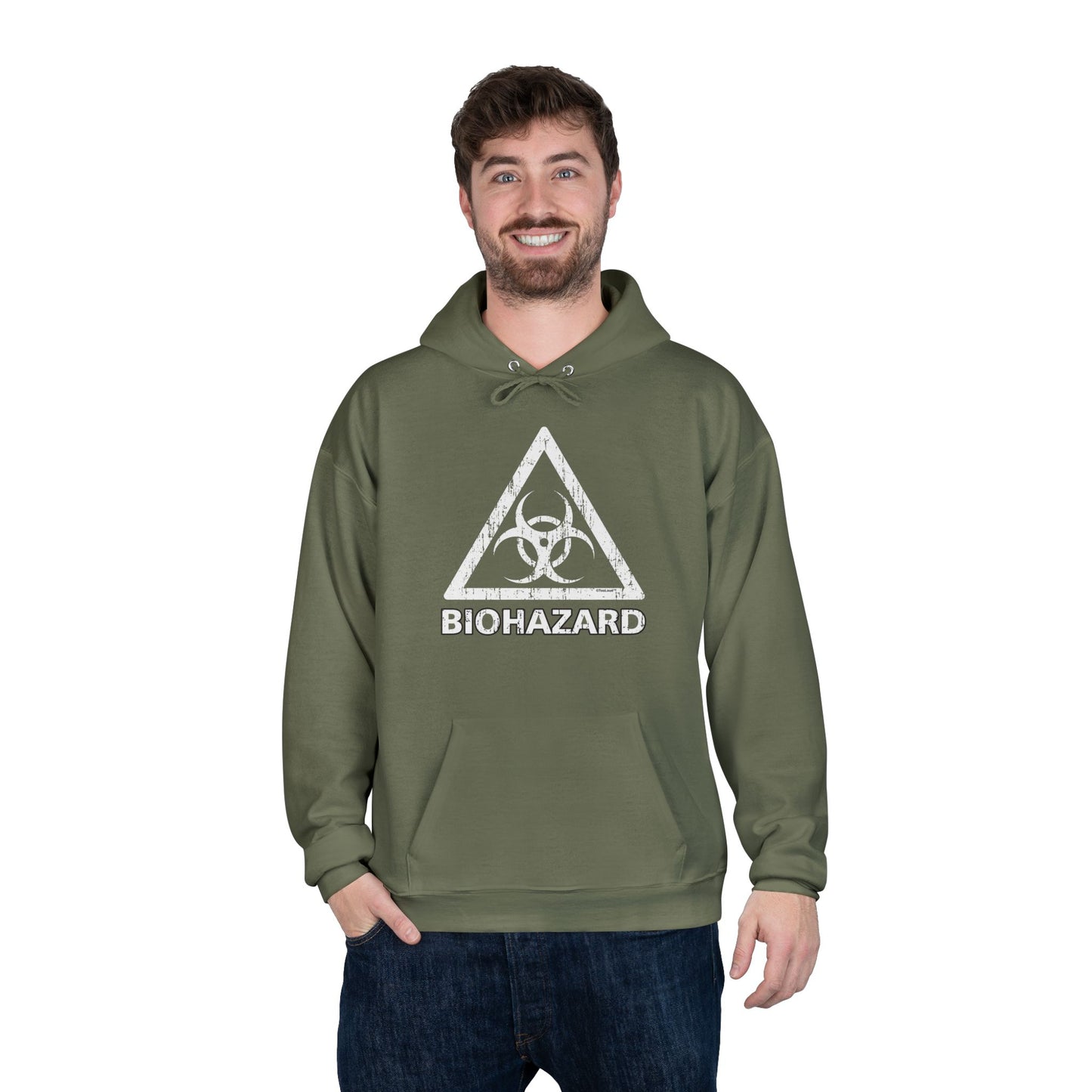 Biohazard Sign Distressed Dark Pullover Hoodie Sweatshirt by TOOLOUD