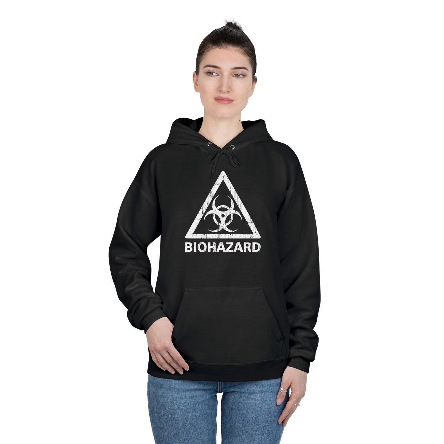 Biohazard Sign Distressed Dark Pullover Hoodie Sweatshirt by TOOLOUD