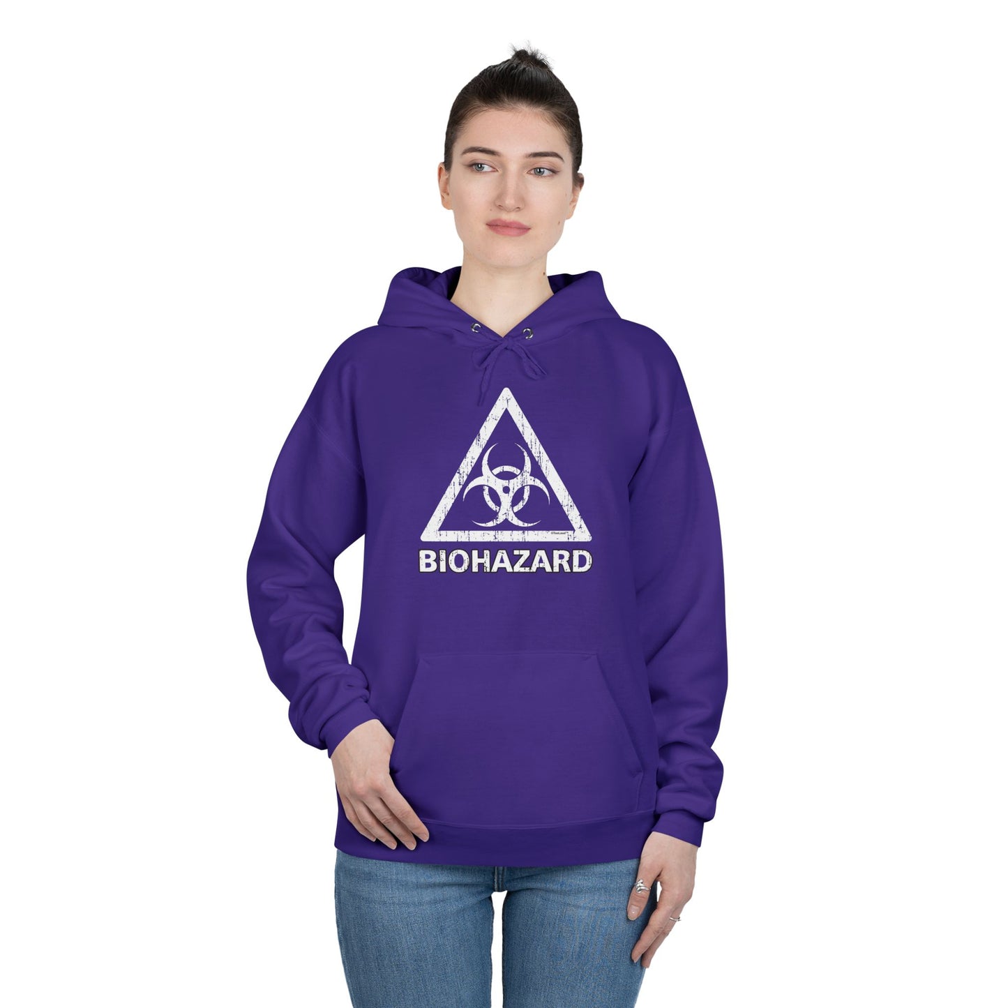 Biohazard Sign Distressed Dark Pullover Hoodie Sweatshirt by TOOLOUD