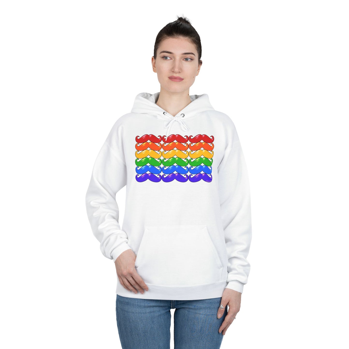 Rainbow Mustaches Gay Pride Flag Unisex Hoodie Sweatshirt by TOOLOUD