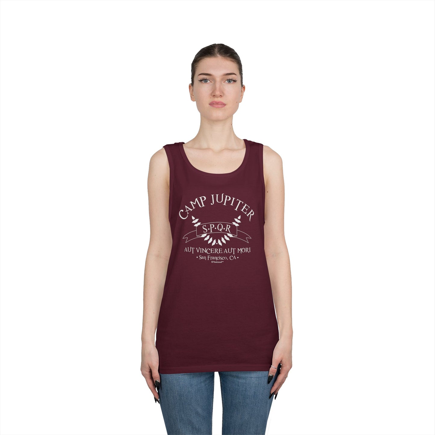 Camp Jupiter SPQR Banner Loose Fit Adult Dark Tank Top by TOOLOUD – Roman Demigod Inspired Design
