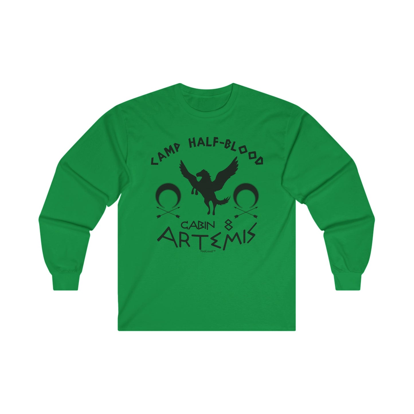 TooLoud Camp Half-Blood Cabin 8 Artemis Adult Long Sleeve Shirt Tee