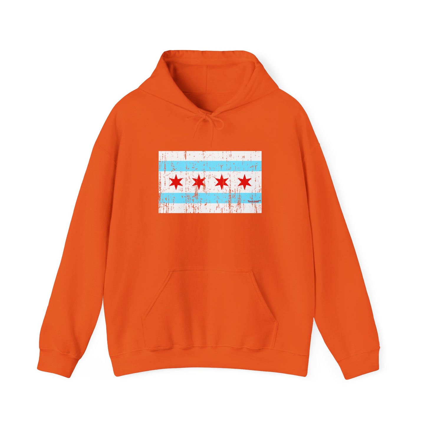 TOOLOUD Distressed Chicago Flag Design Unisex Hoodie Sweatshirt