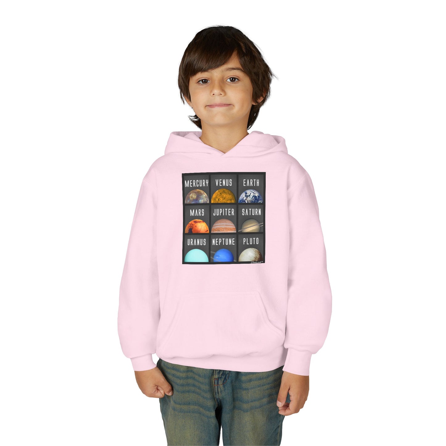 Solar System Squares Children's Youth Hoodie by TOOLOUD