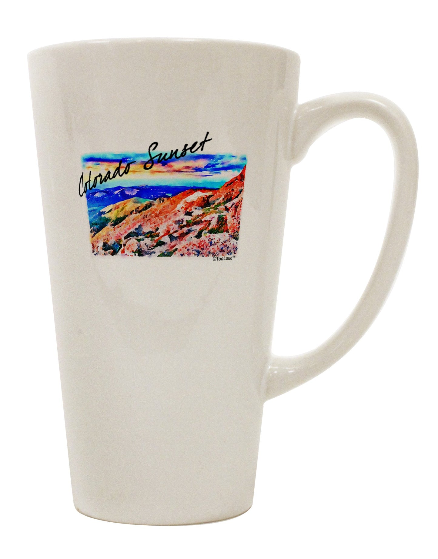 16 Ounce Conical Latte Coffee Mug - Expertly Crafted for Captivating Colorado Mountain Sunset - TooLoud-Conical Latte Mug-TooLoud-White-Davson Sales
