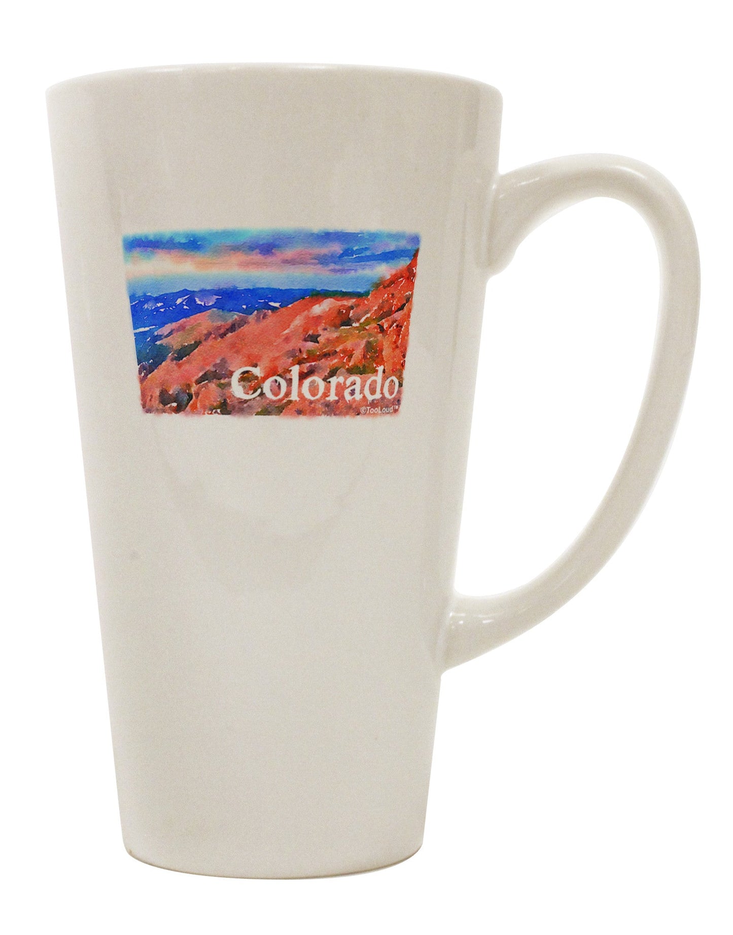 16 Ounce Conical Latte Coffee Mug - Expertly Crafted for Capturing the Majestic Colorado Mountain Sunset in Watercolor - TooLoud-Conical Latte Mug-TooLoud-White-Davson Sales