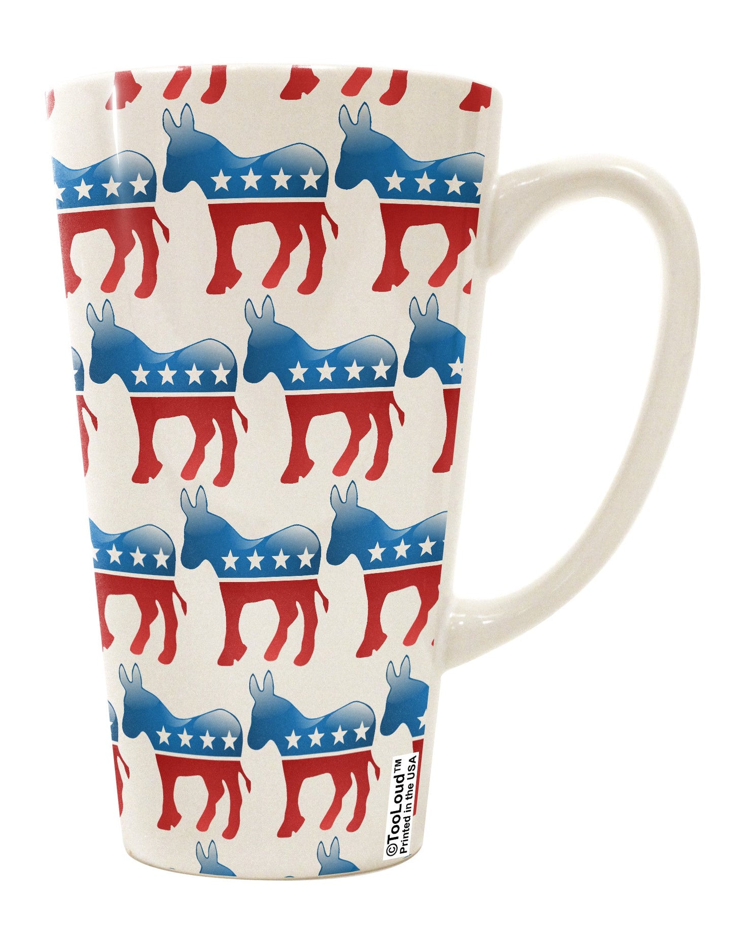 16 Ounce Conical Latte Coffee Mug with Democratic Symbol All Over Print - Expertly Crafted Drinkware TooLoud-Conical Latte Mug-TooLoud-White-Davson Sales