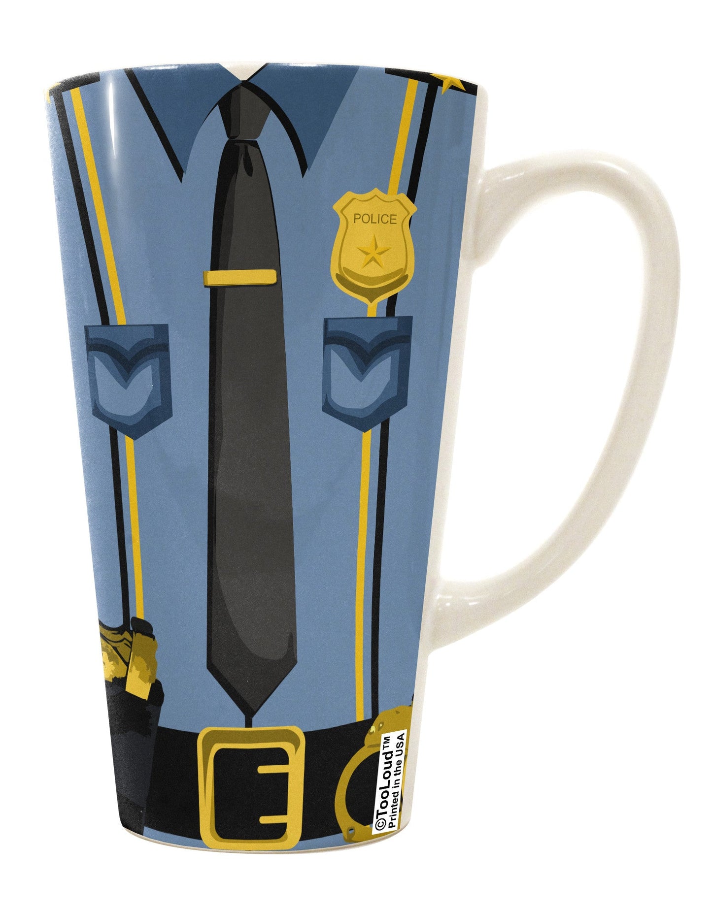 16 Ounce Conical Latte Coffee Mug with Police Blue-Gold AOP All Over Print - Expertly Crafted Drinkware TooLoud-Conical Latte Mug-TooLoud-White-Davson Sales