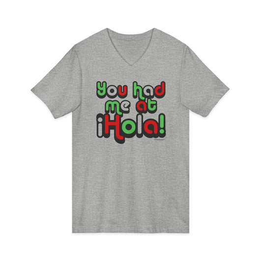 You Had Me at Hola – Mexican Flag Colors Adult V-Neck T-Shirt by TOOLOUD