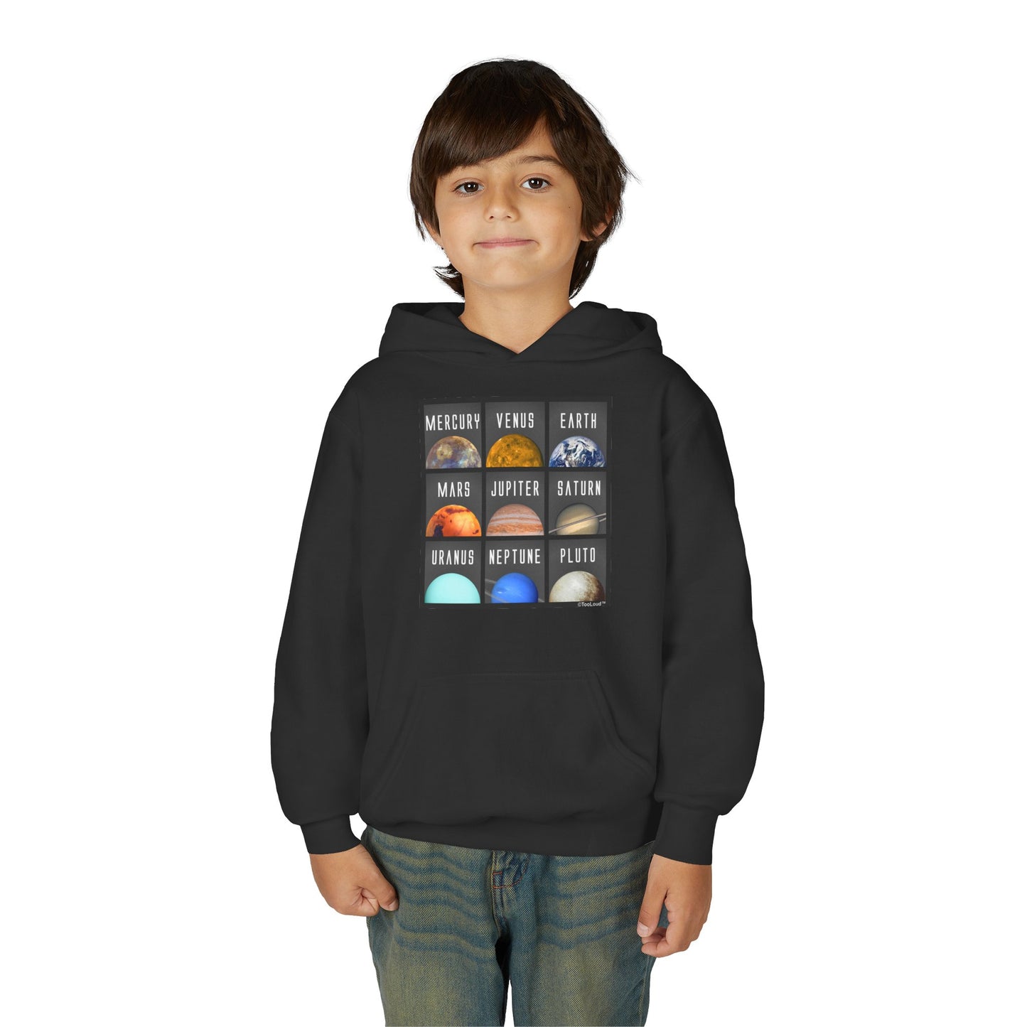 Solar System Squares Children's Youth Hoodie by TOOLOUD