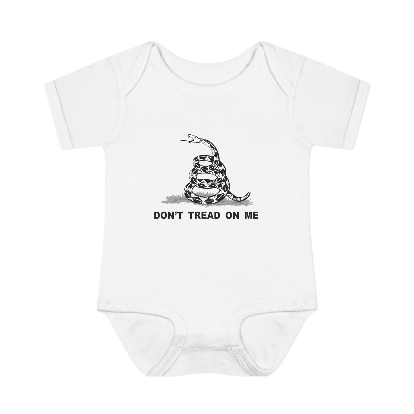 Subdued Don't Tread On Me Gadsden Flag Rattlesnake Infant One Piece Bodysuit by TOOLOUD