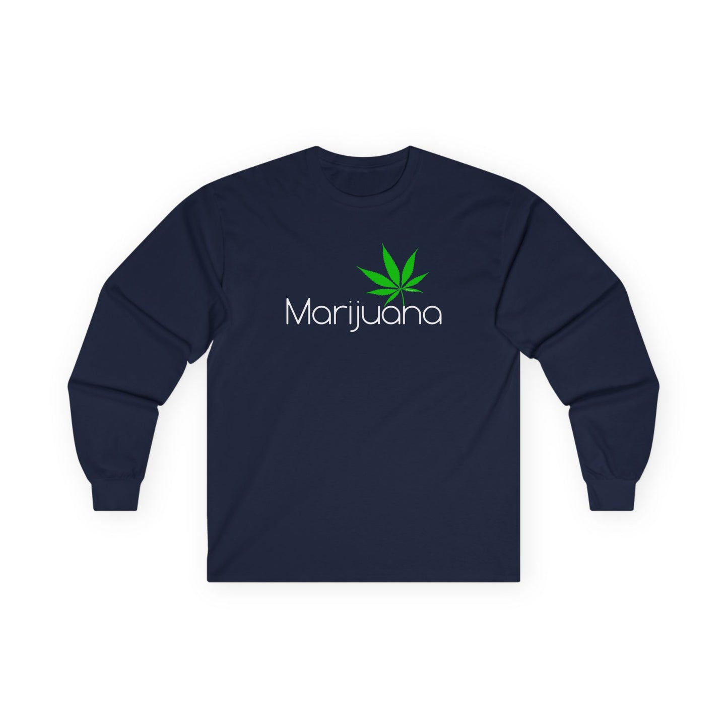 Marijuana Text and Leaf Adult Long Sleeve Dark T-Shirt by TOOLOUD