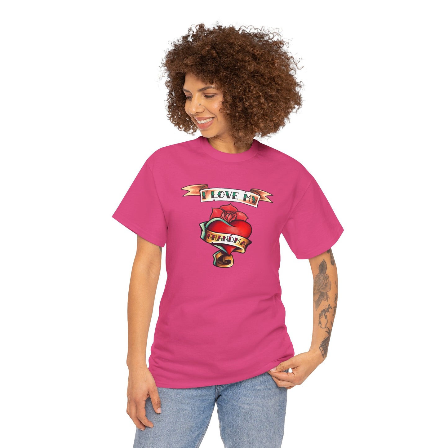 Heart Tattoo I Love My Grandma Adult T-Shirt by TOOLOUD