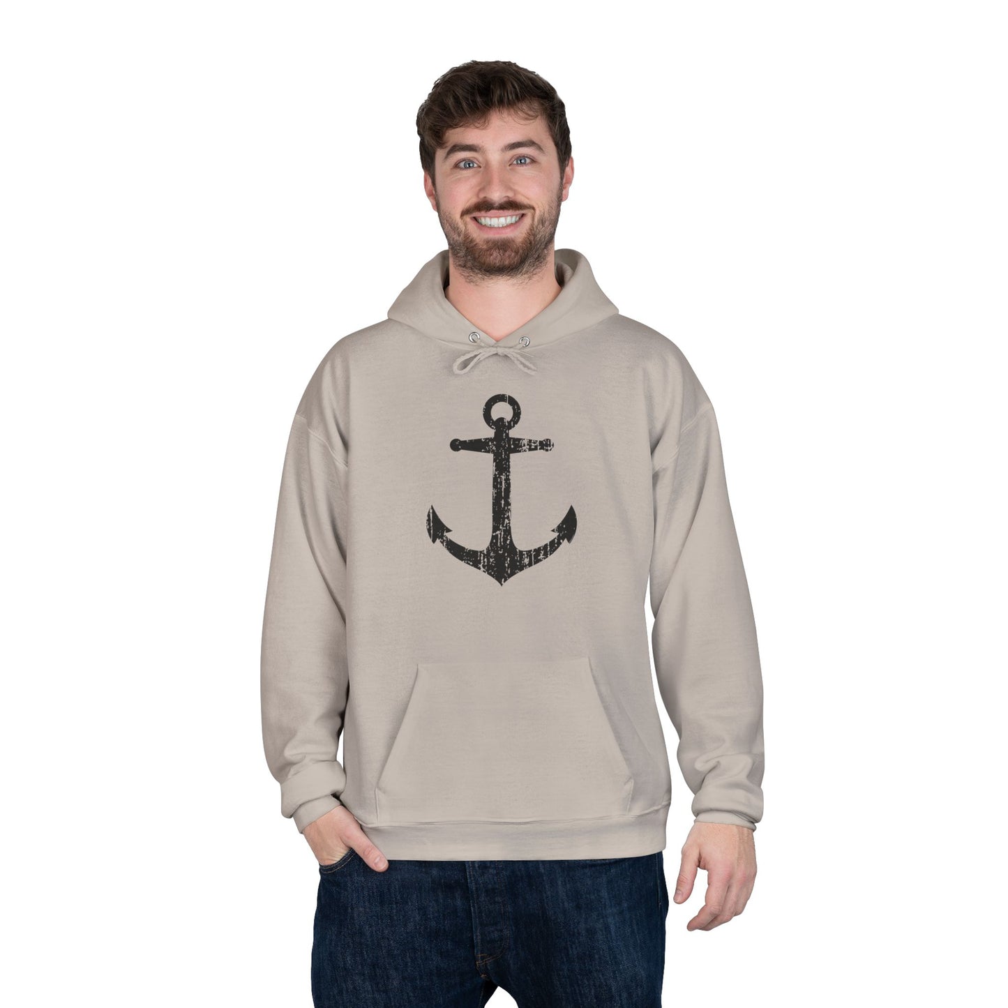 Distressed Nautical Sailor Anchor Hoodie Sweatshirt by TOOLOUD