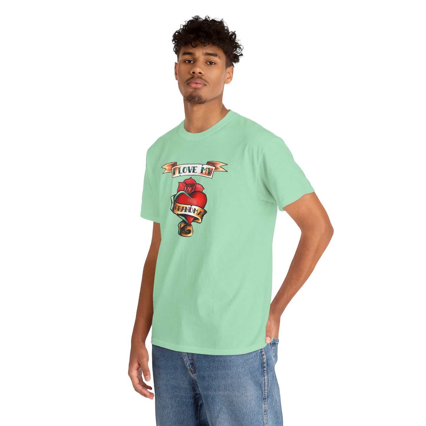Heart Tattoo I Love My Grandma Adult T-Shirt by TOOLOUD