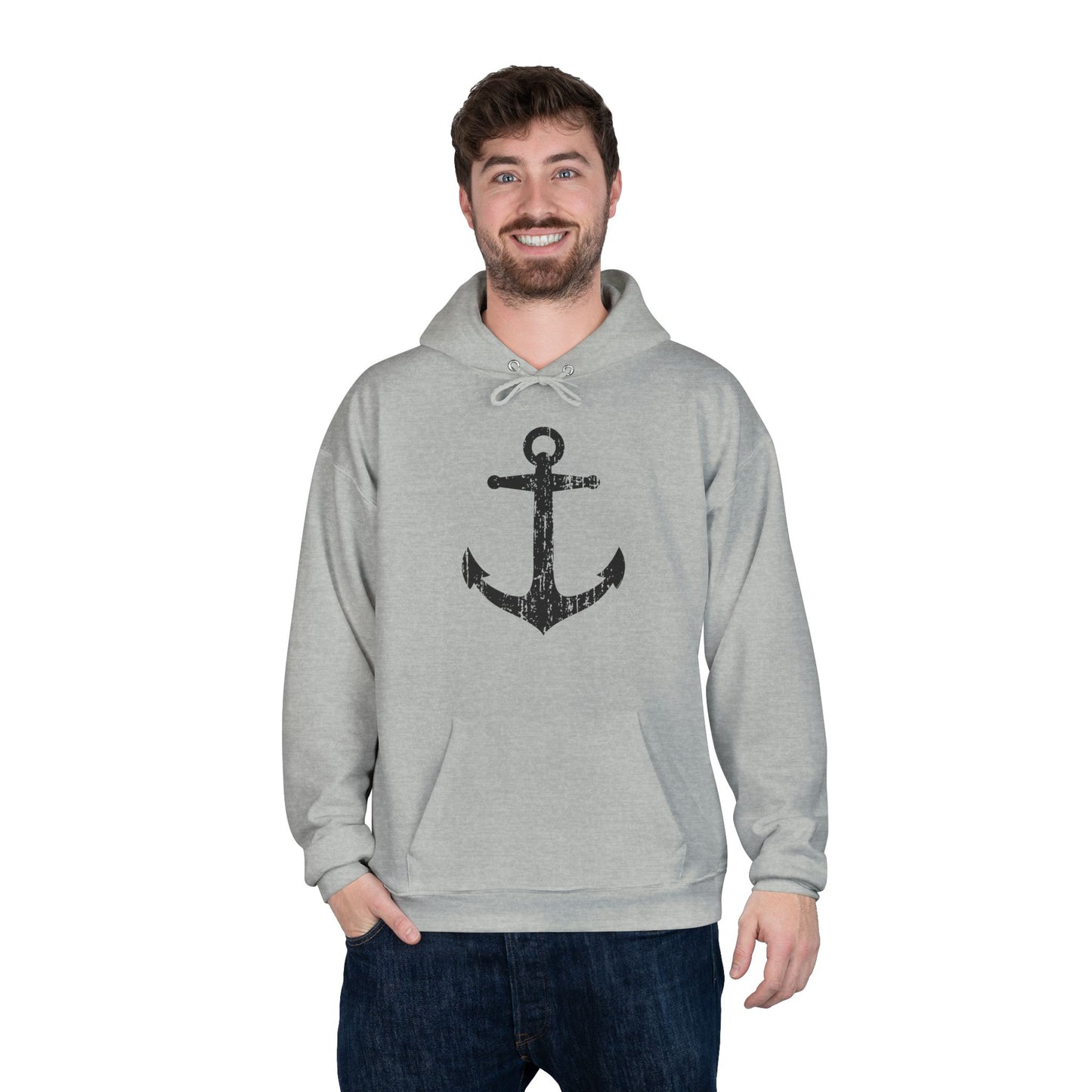 Distressed Nautical Sailor Anchor Hoodie Sweatshirt by TOOLOUD