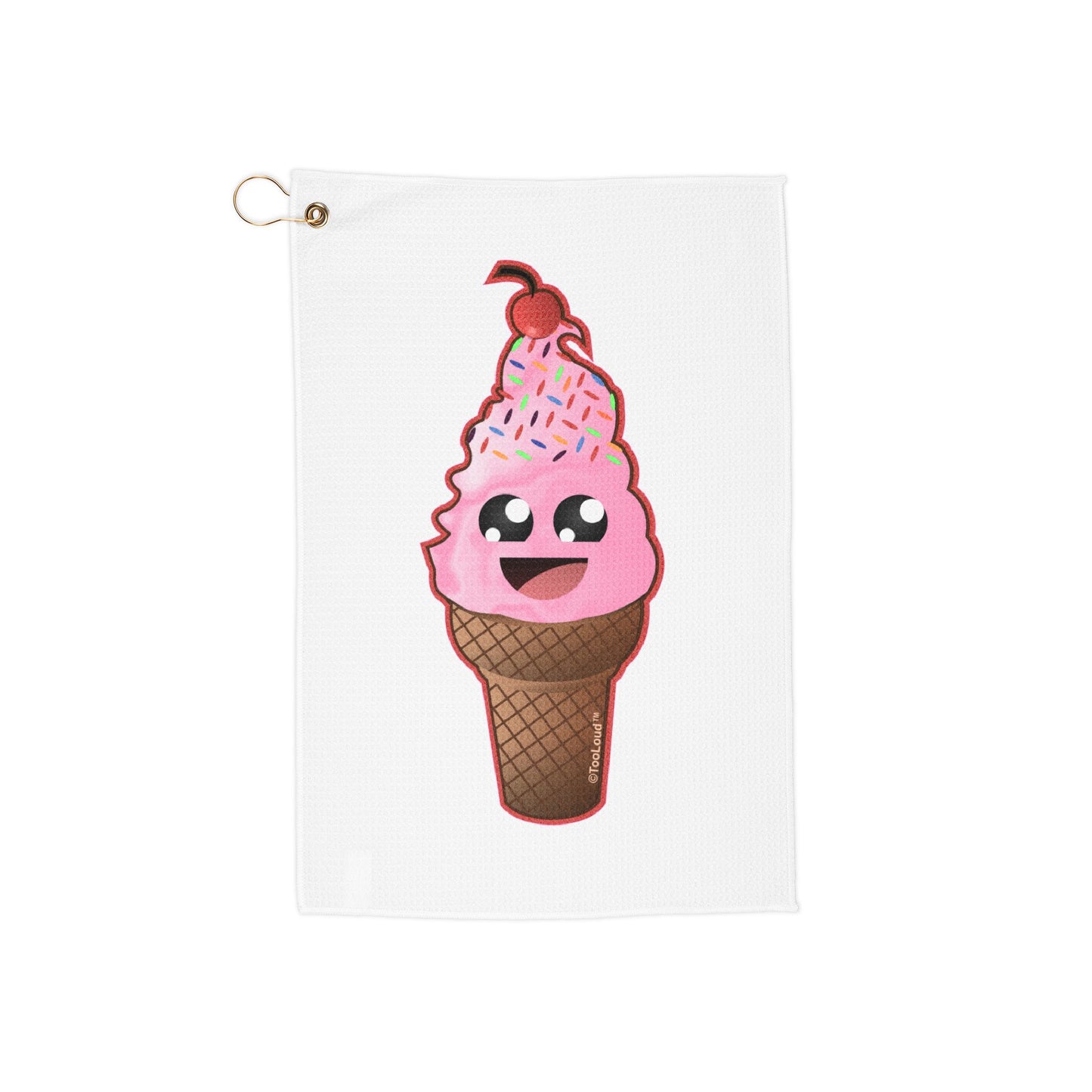 Cute Ice Cream Cone Micro Terry Grommet Golf Towel 16 x 24 inch by TOOLOUD