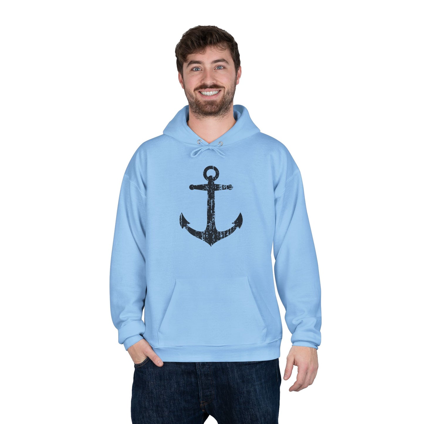 Distressed Nautical Sailor Anchor Hoodie Sweatshirt by TOOLOUD