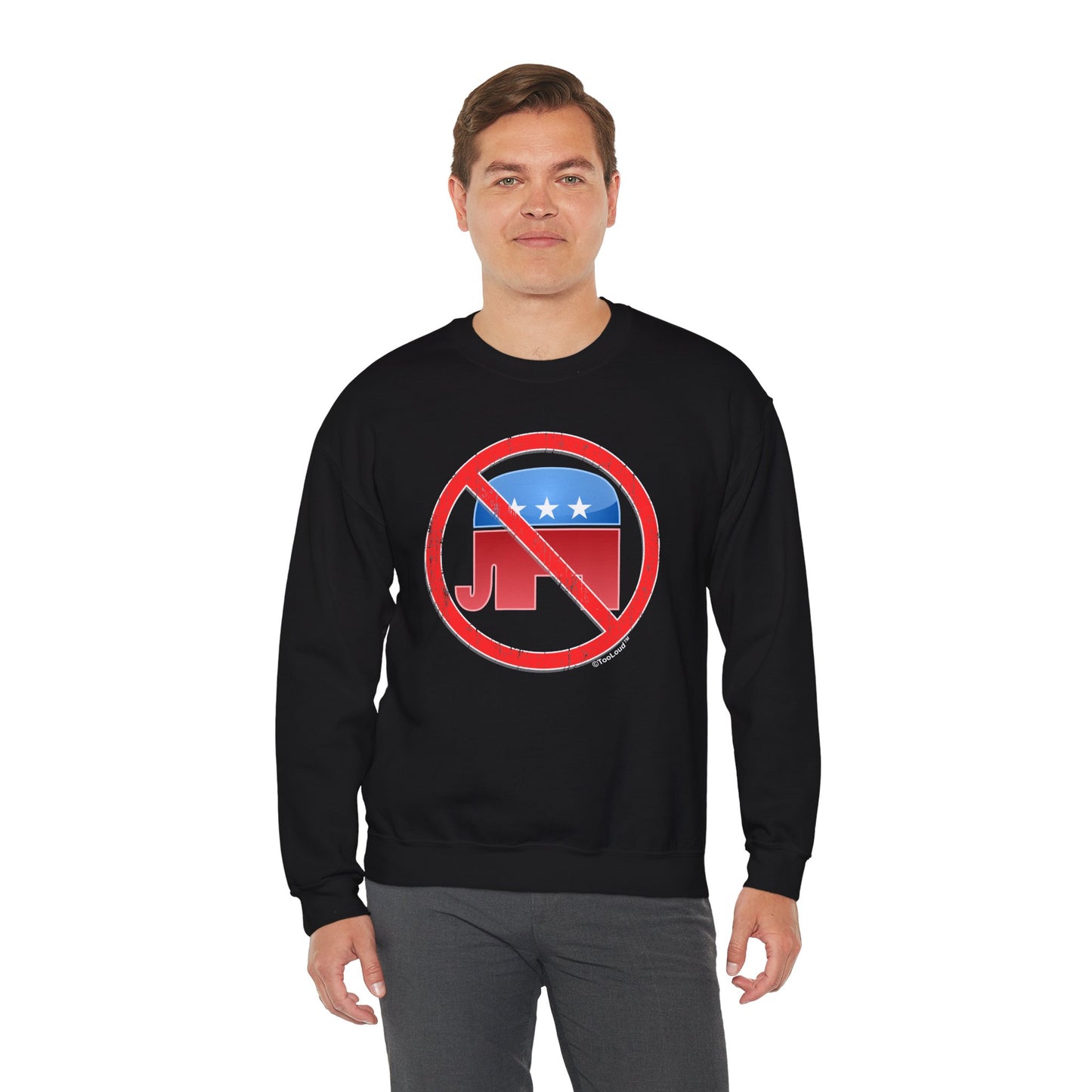 Distressed No Republicans Sign Adult Dark Sweatshirt by TOOLOUD