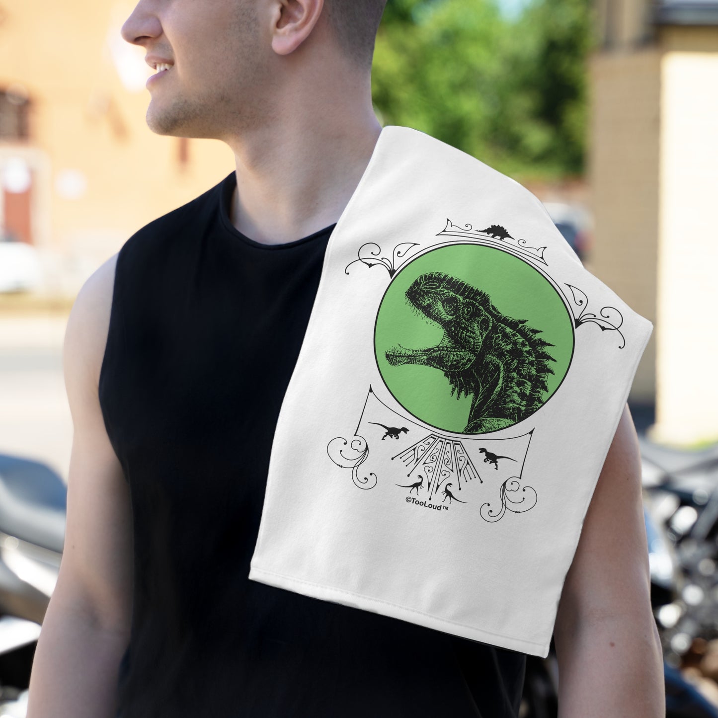 Jurassic Dinosaur Face 11"x18" Dish Fingertip Towel by TOOLOUD