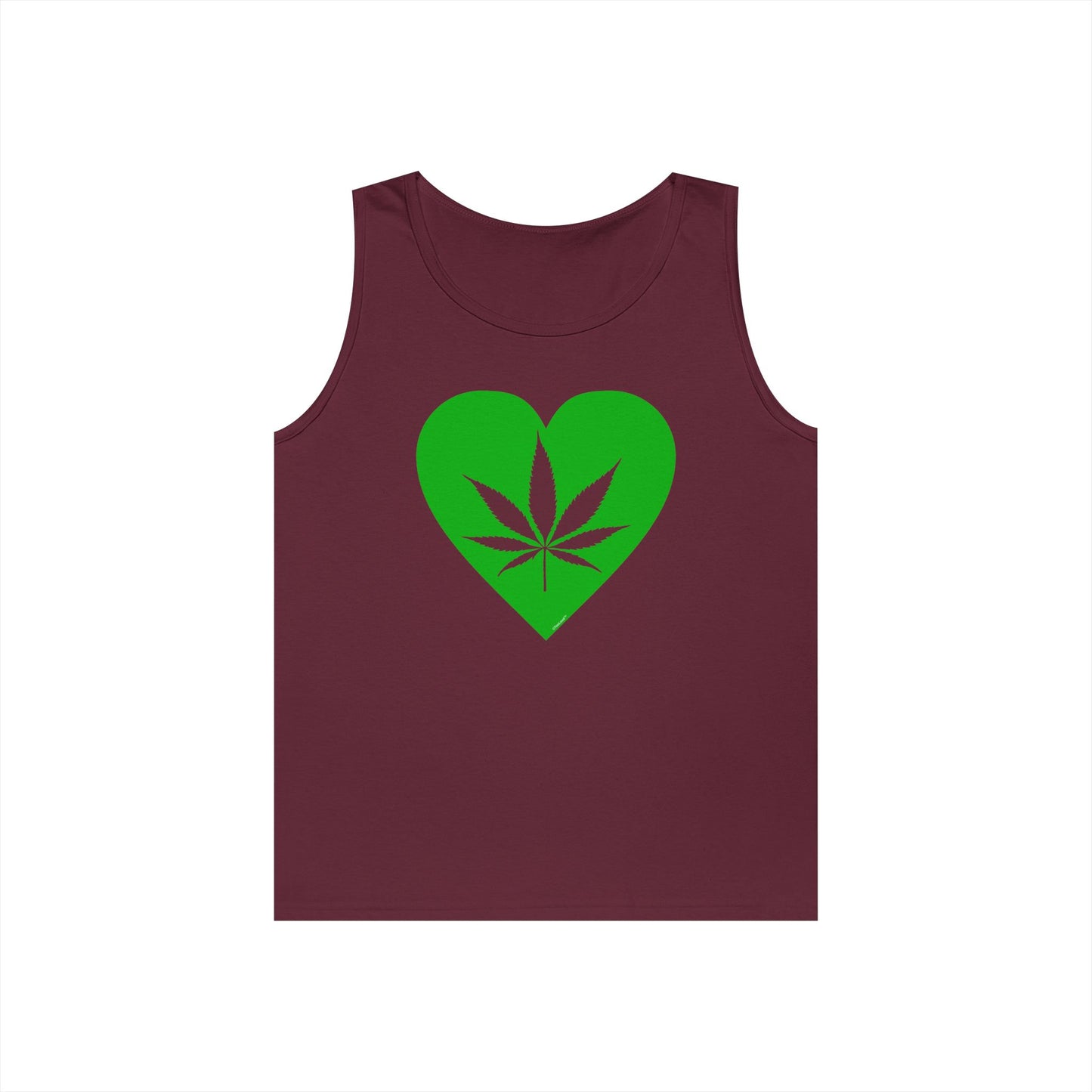Marijuana Leaf Heart Green Adult Tank Top by TOOLOUD