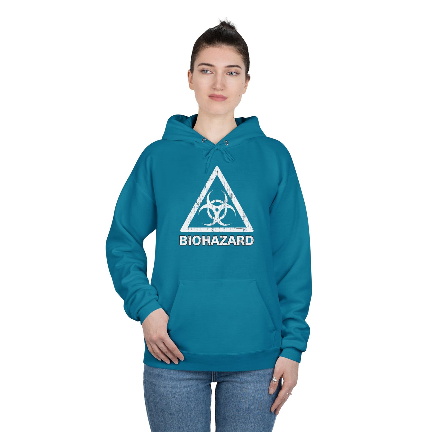 Biohazard Sign Distressed Dark Pullover Hoodie Sweatshirt by TOOLOUD