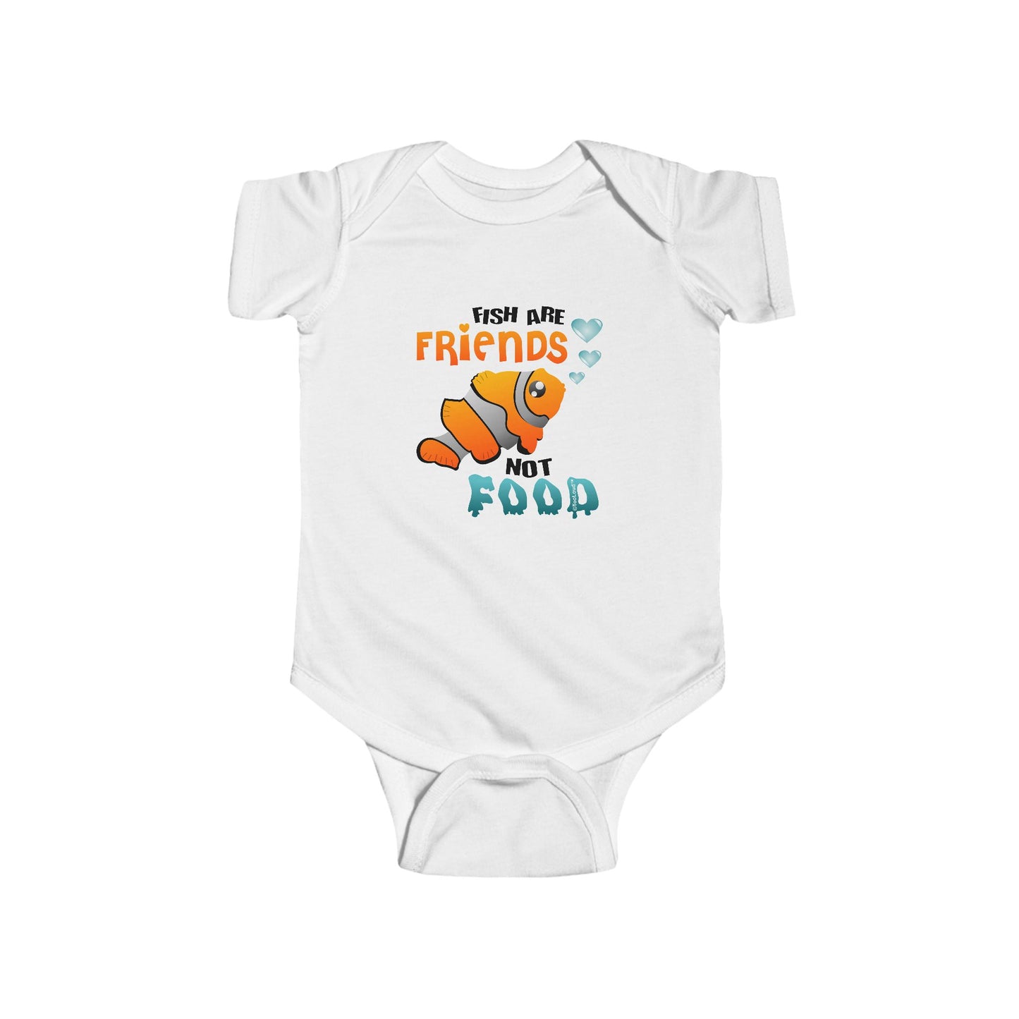 TooLoud Fish Are Friends Not Food Baby Romper Bodysuit Infant Fine Jersey