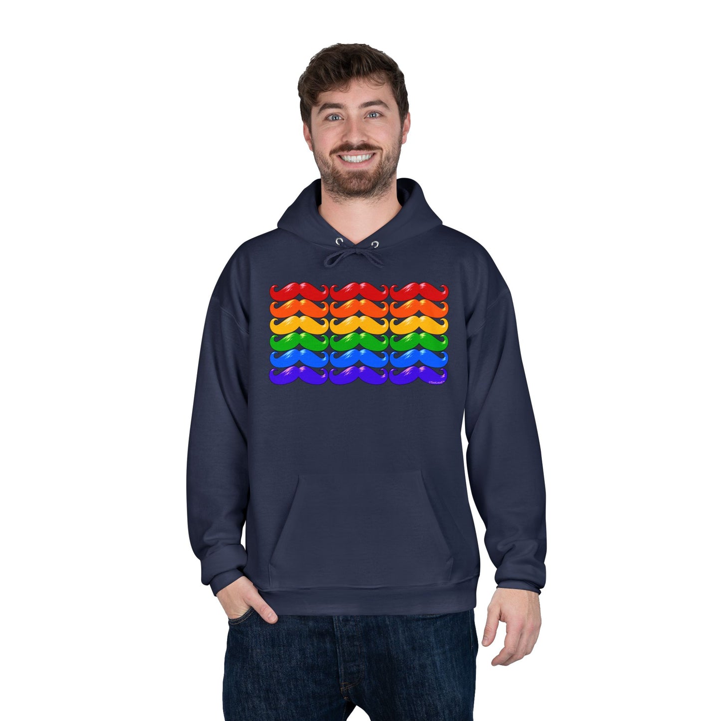 Rainbow Mustaches Gay Pride Flag Unisex Hoodie Sweatshirt by TOOLOUD