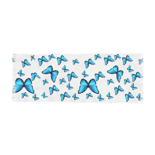 Light Scarf Blue Butterfly Print