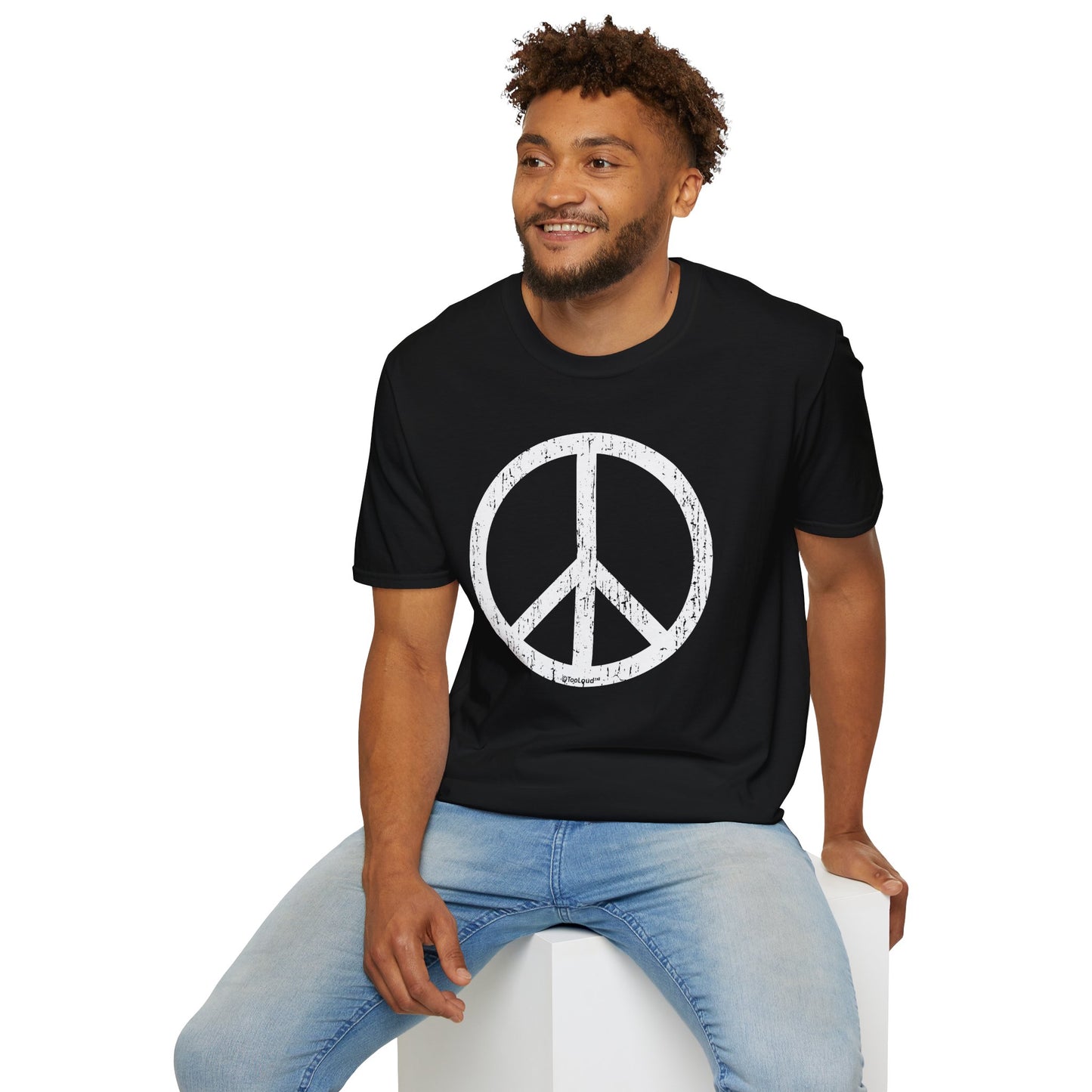 Peace Sign Symbol - Distressed Adult Dark T-Shirt by TOOLOUD