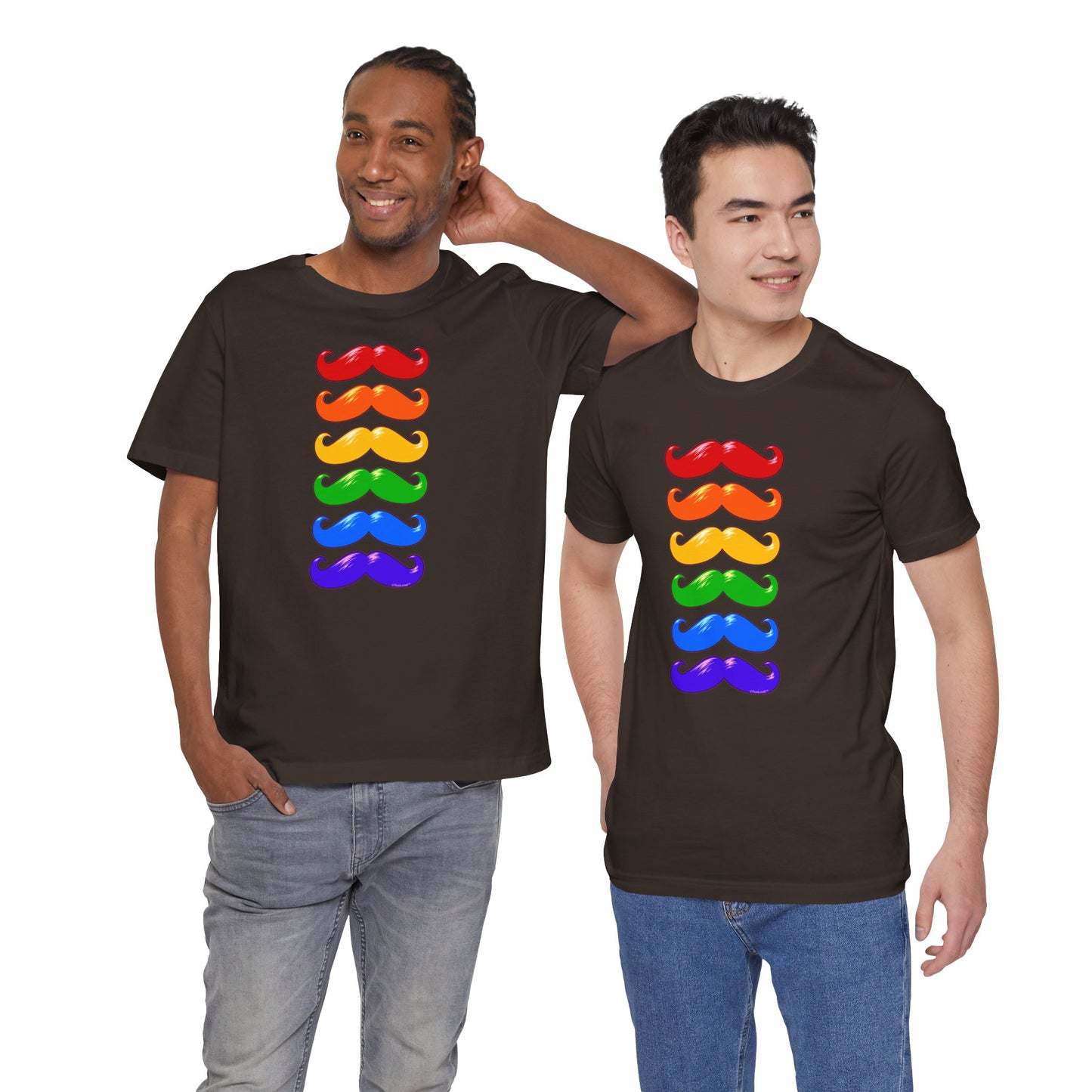 Colorful Rainbow Mustaches Adult Dark T-Shirt by TOOLOUD