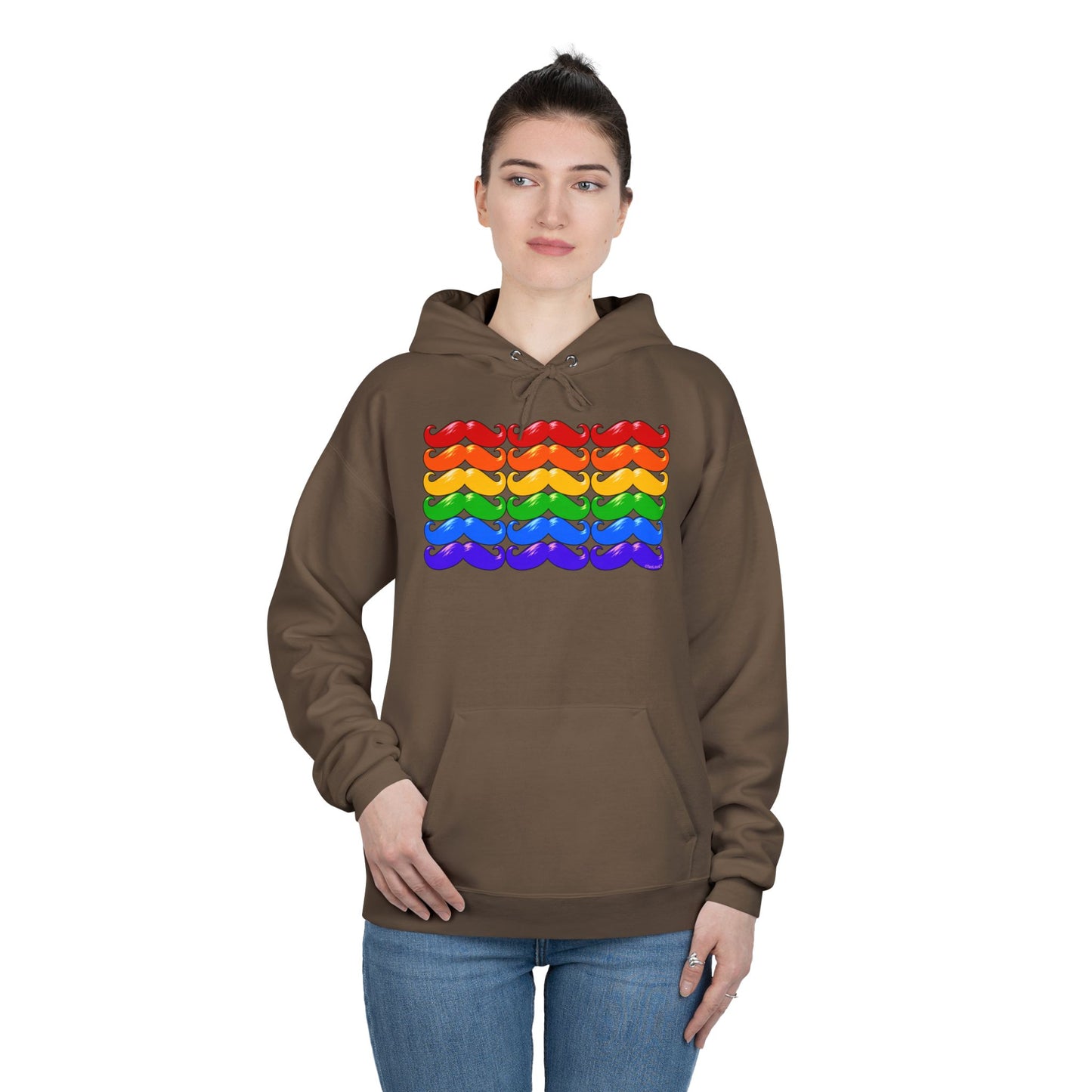 Rainbow Mustaches Gay Pride Flag Unisex Hoodie Sweatshirt by TOOLOUD