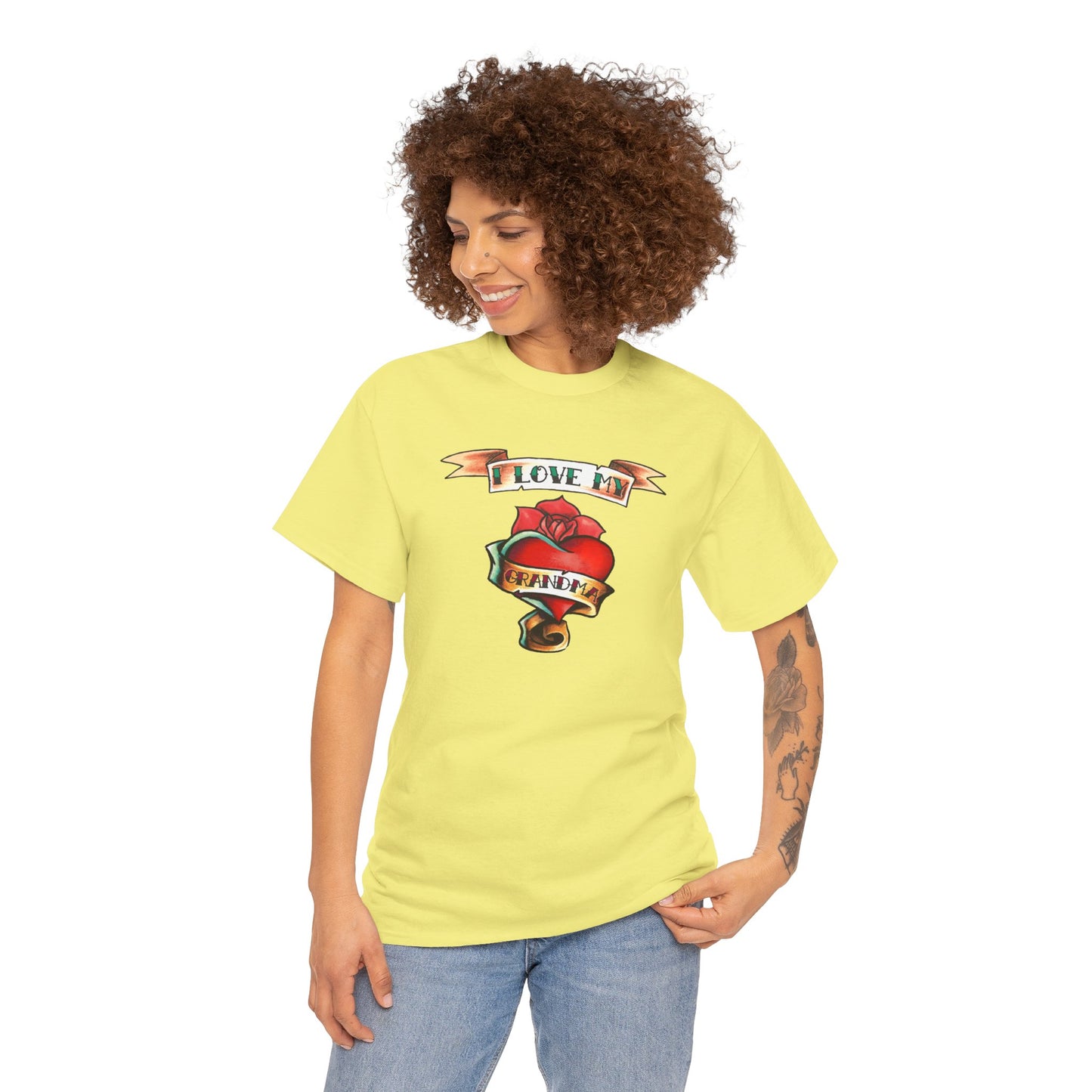 Heart Tattoo I Love My Grandma Adult T-Shirt by TOOLOUD