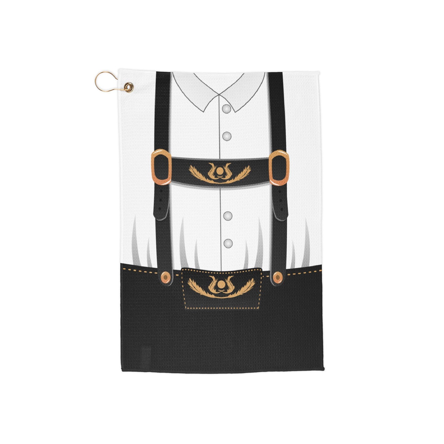 Lederhosen Costume Black Micro Terry Grommet Golf Towel All Over Print by TOOLOUD