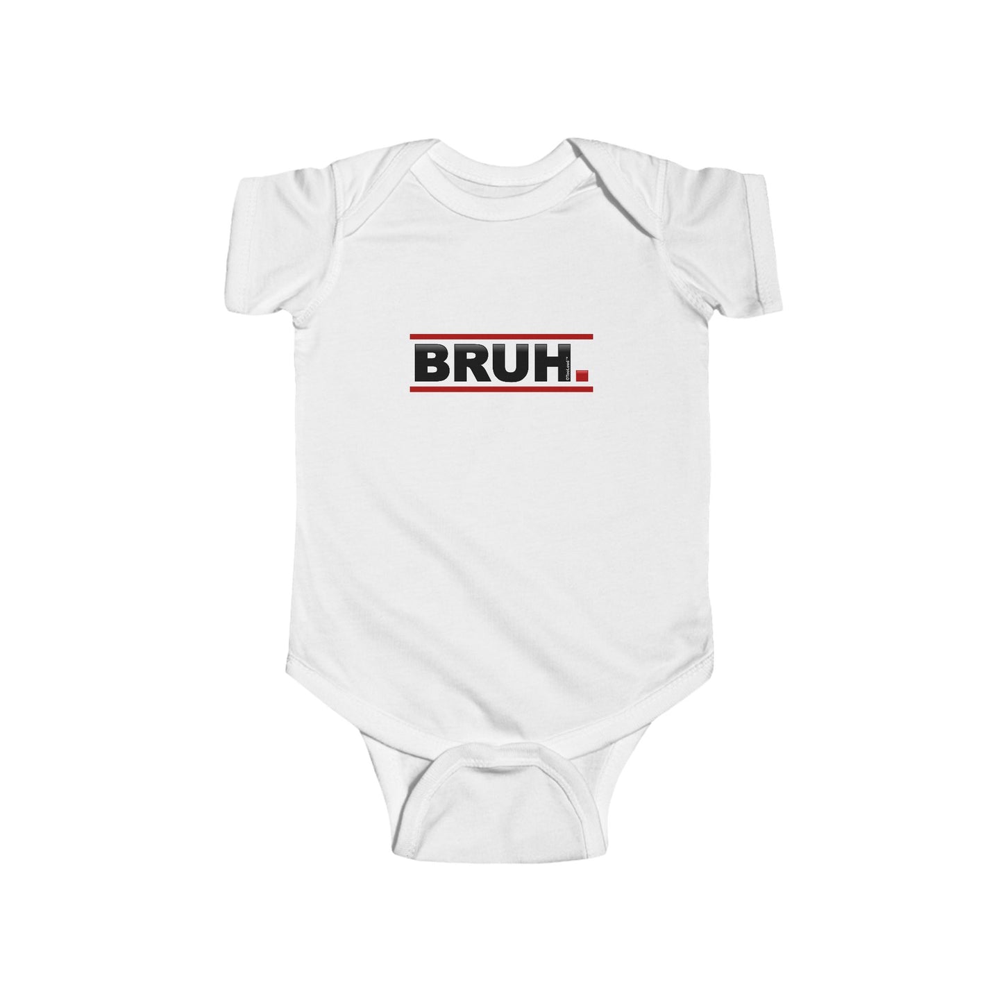 Bruh Text Only Baby Romper Bodysuit by TOOLOUD