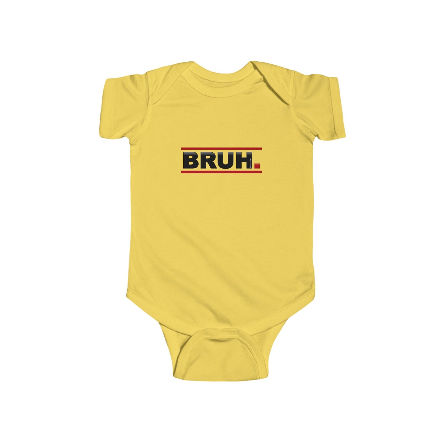 Bruh Text Only Baby Romper Bodysuit by TOOLOUD