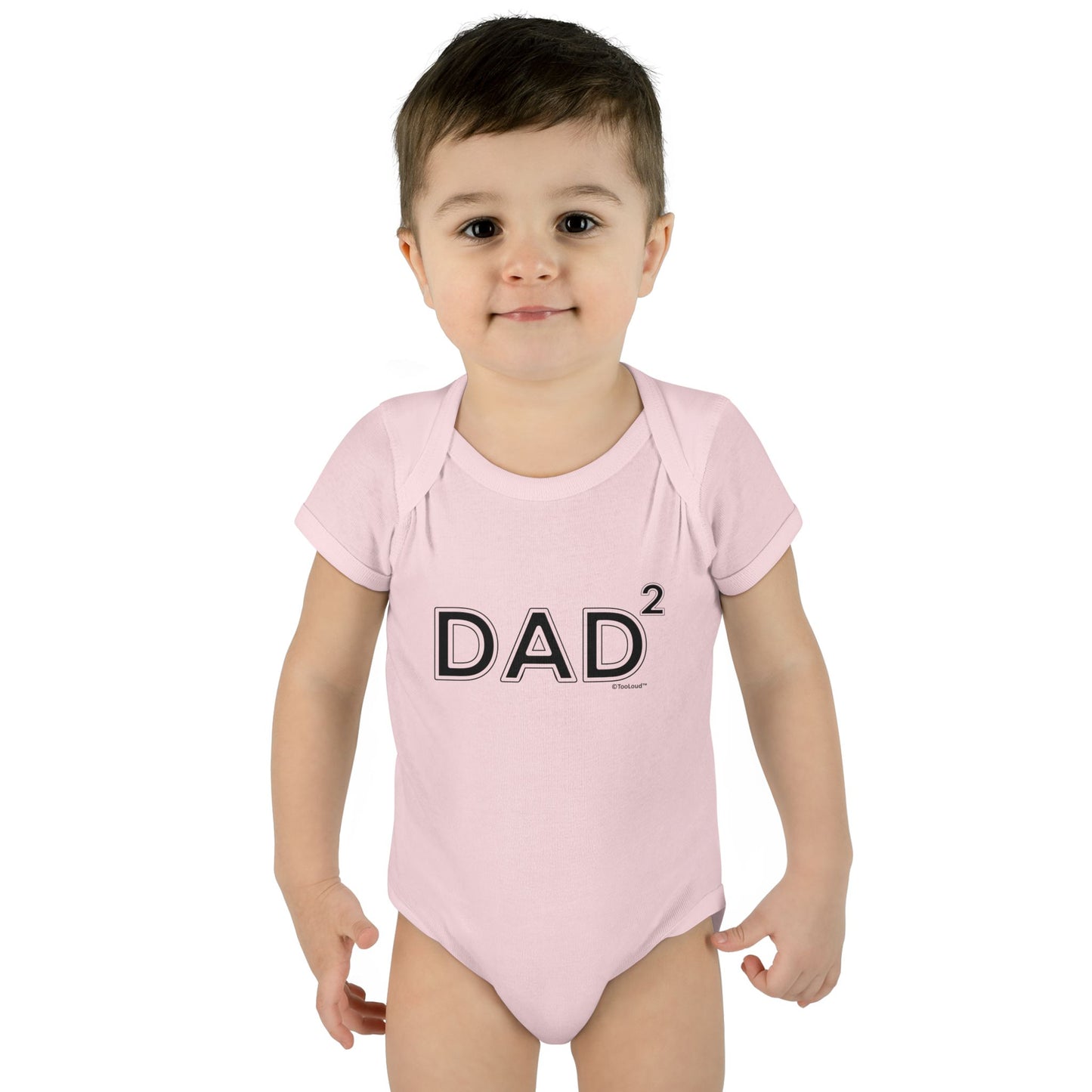 Dad Squared – Dad of Two Baby Romper Bodysuit by TOOLOUD
