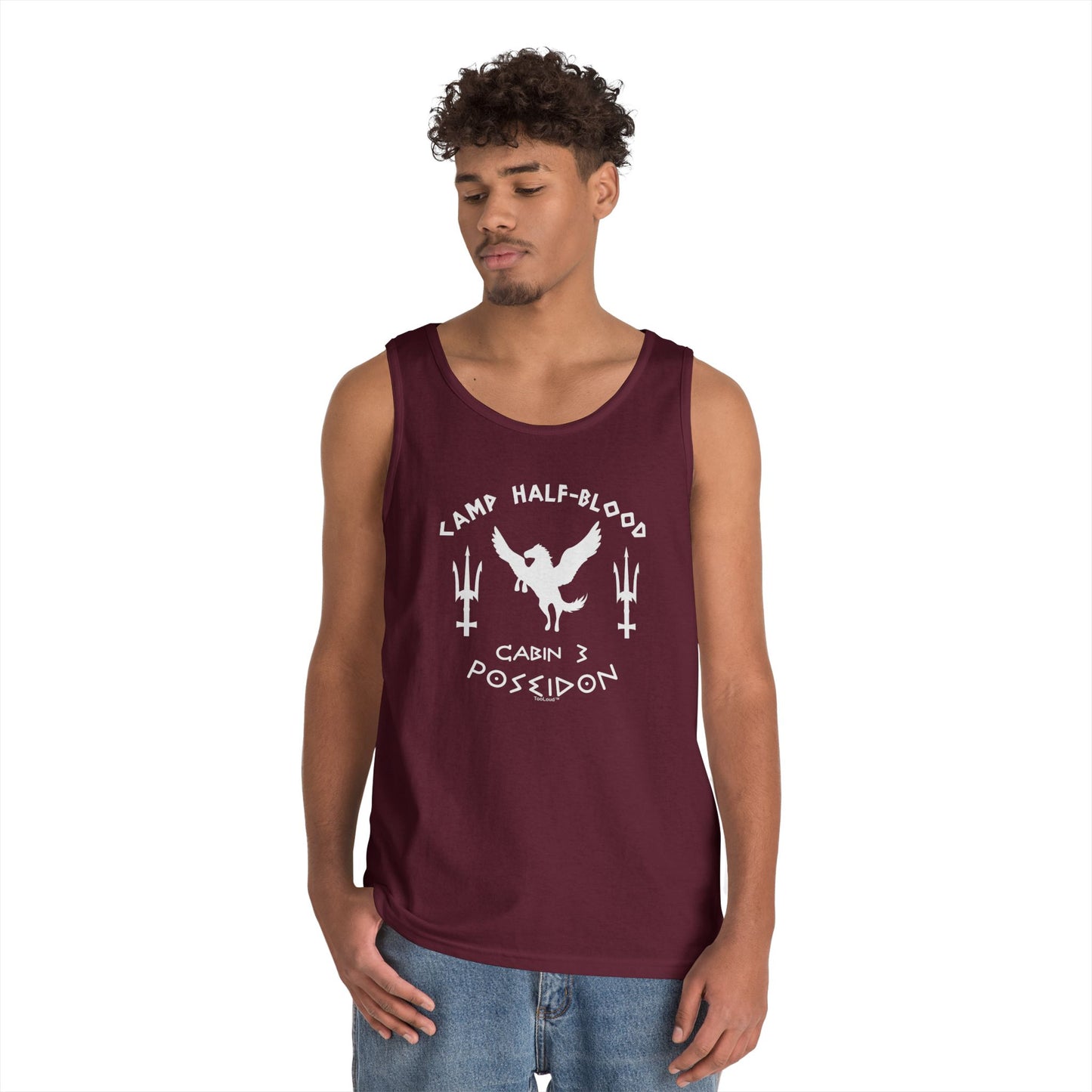 Cabin 3 Poseidon Camp Half-Blood Adult Loose Dark Tank Top by TOOLOUD – Greek Demigod Inspired Design