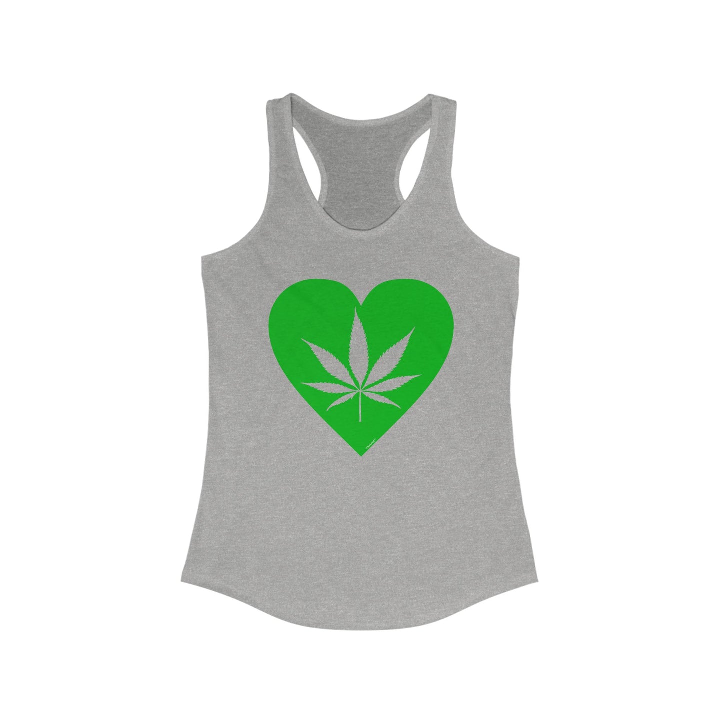 Marijuana Leaf Heart Green Women's Racerback Tank Top by TOOLOUD