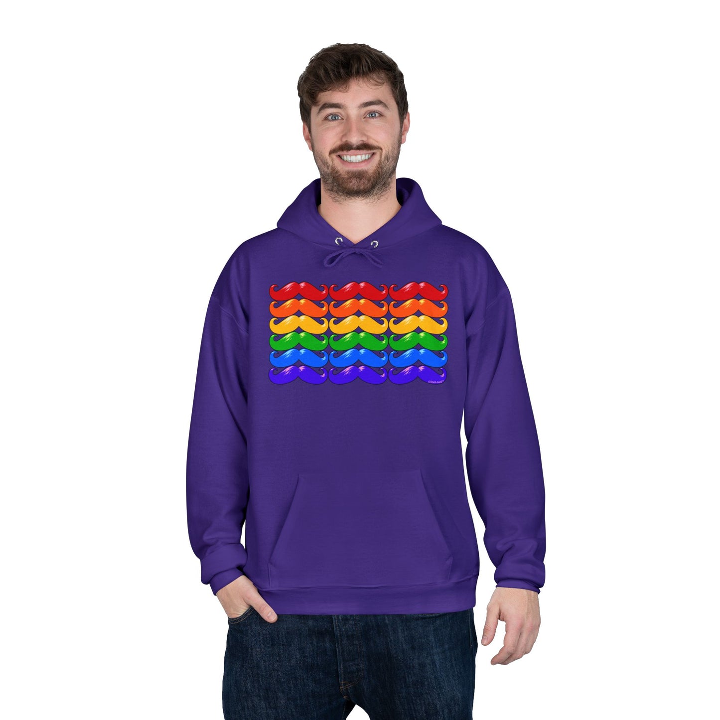 Rainbow Mustaches Gay Pride Flag Unisex Hoodie Sweatshirt by TOOLOUD