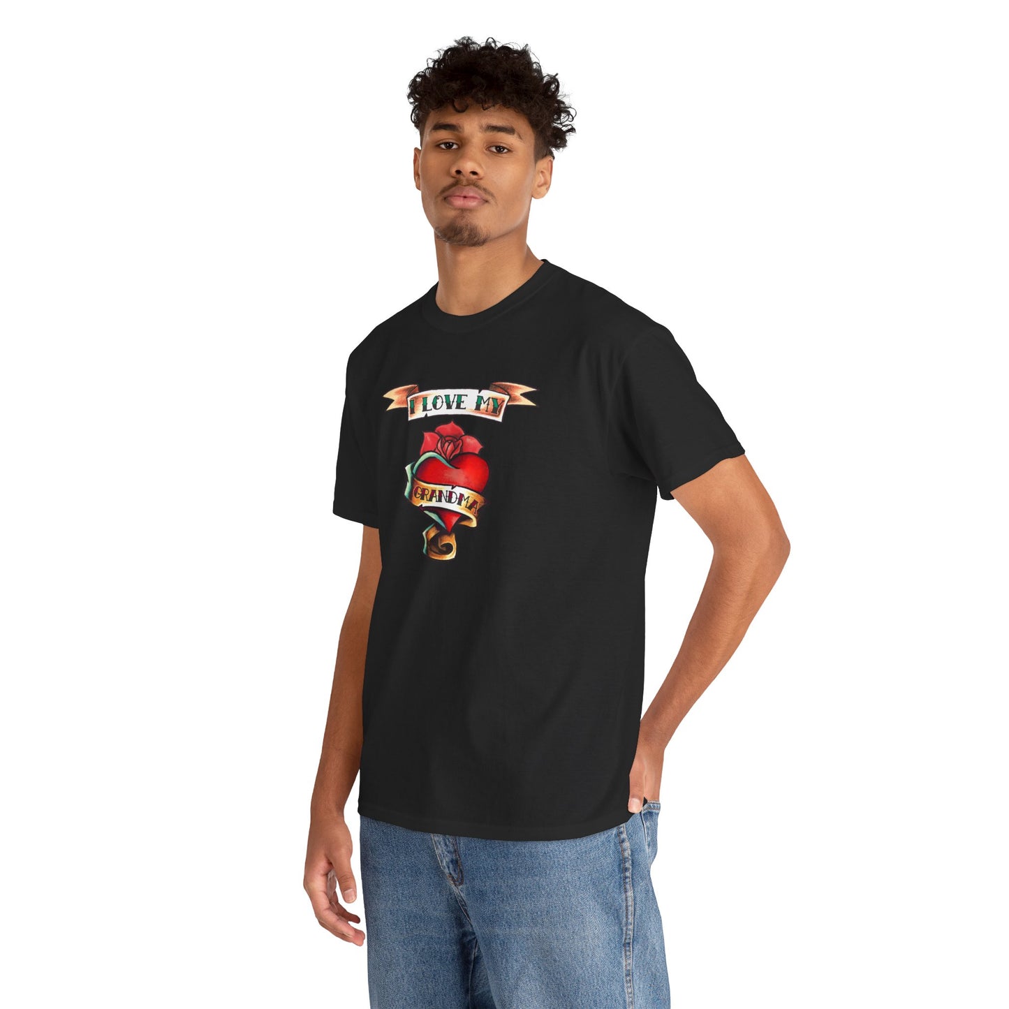 Heart Tattoo I Love My Grandma Adult T-Shirt by TOOLOUD