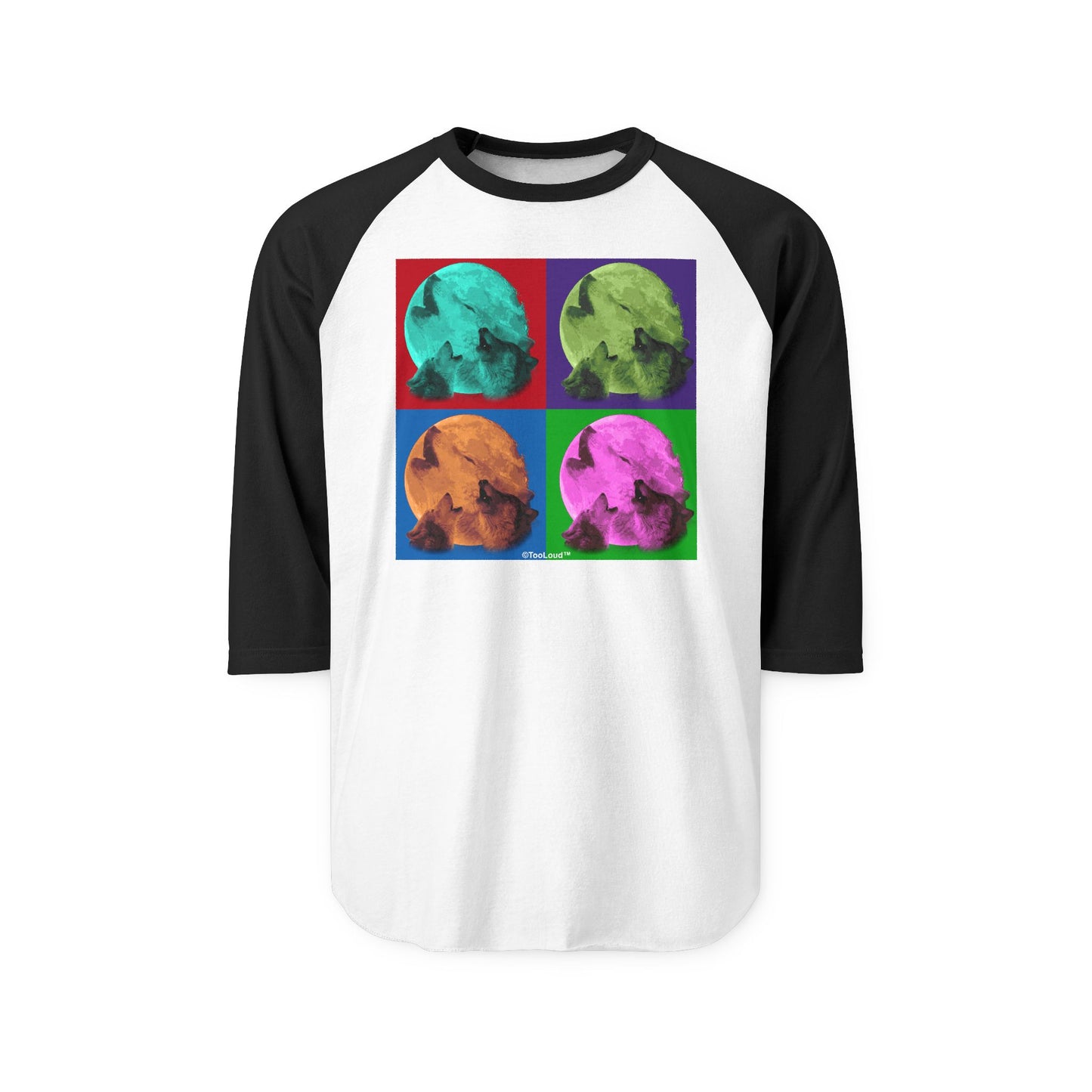 Three Wolves Howling - Pop-Art #1 Adult Unisex Raglan Shirt by TOOLOUD