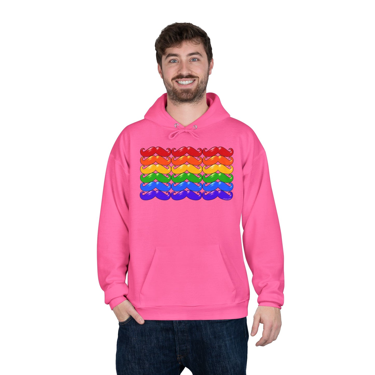 Rainbow Mustaches Gay Pride Flag Unisex Hoodie Sweatshirt by TOOLOUD