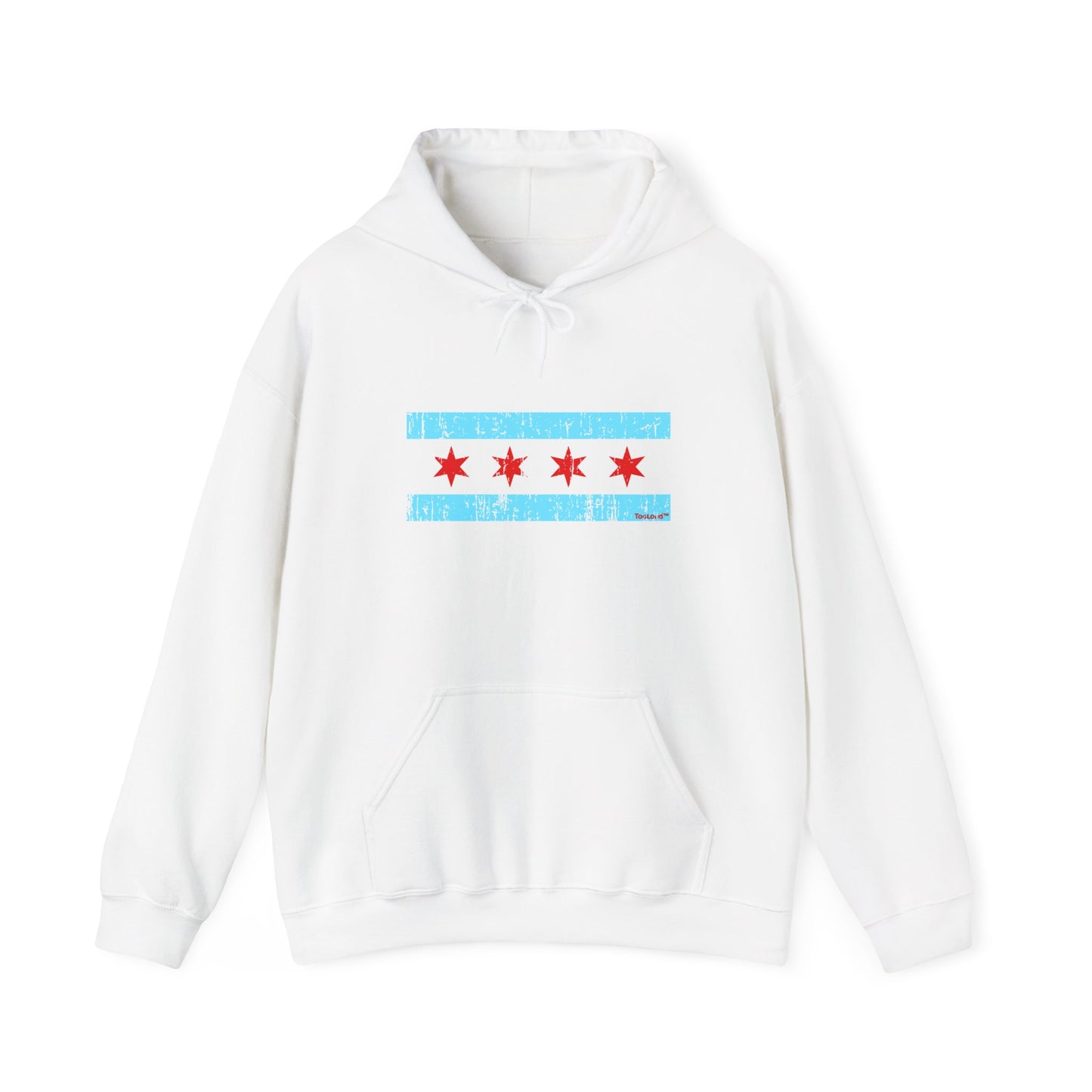 TOOLOUD Distressed Chicago Flag Design Unisex Hoodie Sweatshirt