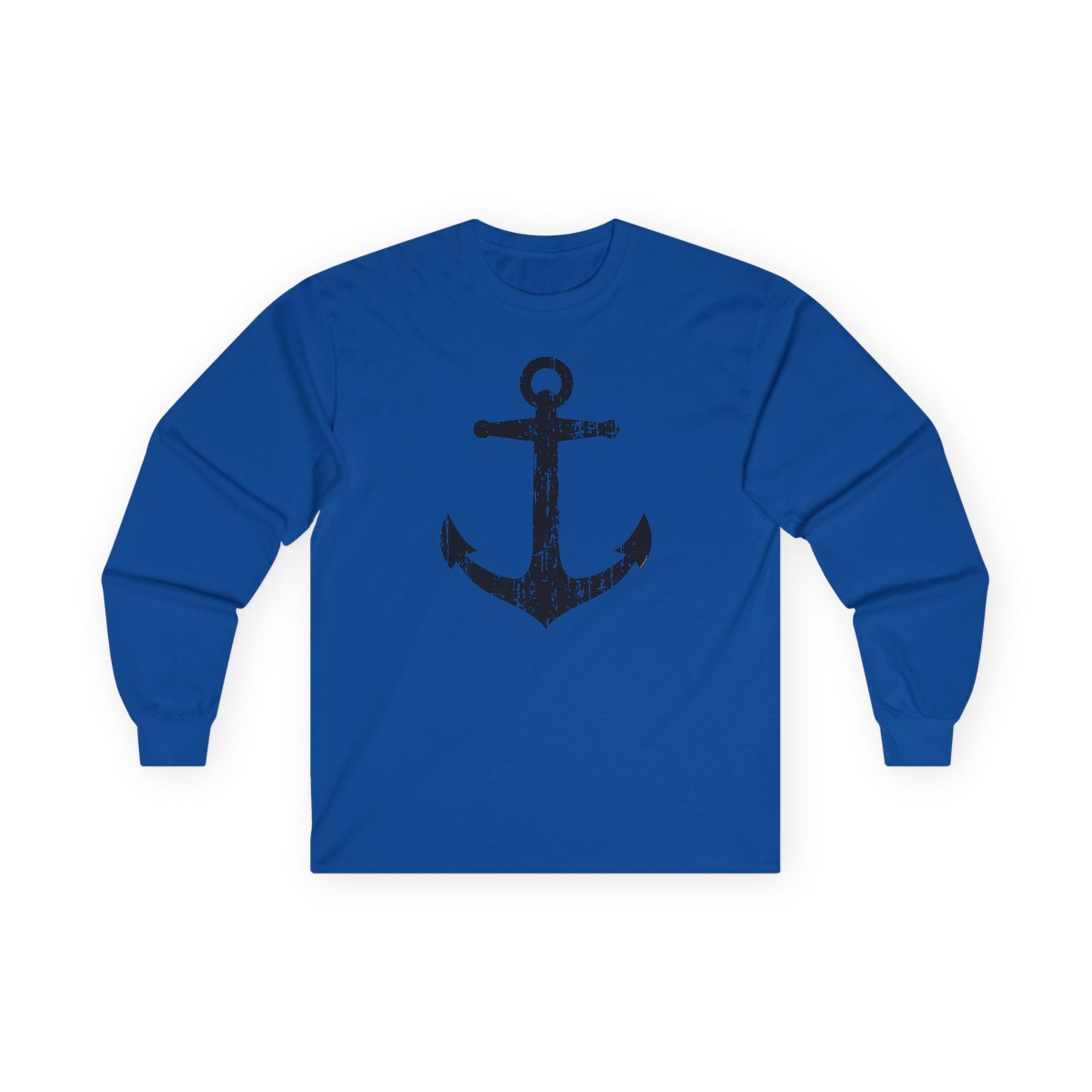 Distressed Nautical Sailor Anchor Adult Long Sleeve Shirt by TOOLOUD